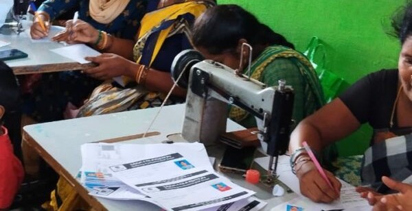 Women taking part in tailoring skill development