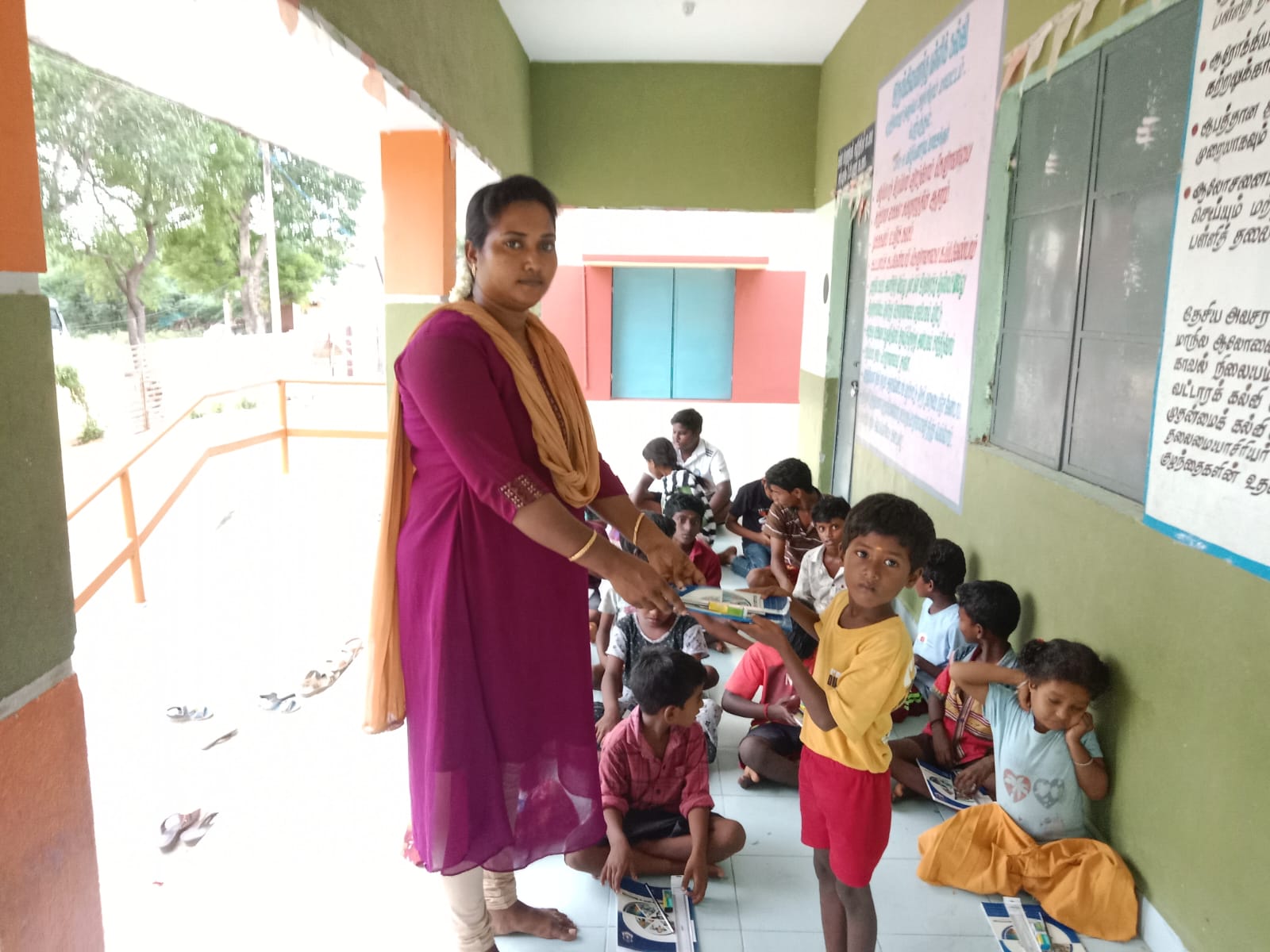 Children participating in a community learning activity